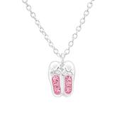 Children’s Sterling Silver Pink Sparkle Ballet Shoe’s Necklace image
