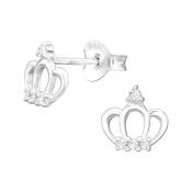 Children’s Sterling Silver Crown Earring with CZ detail. image