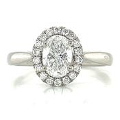Maeve - Platinum 0.93ct Laboratory Grown Oval Diamond Halo Ring
