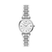 Emporio Armani Ladies Silver Gianni T-Bar Watch with White Dial