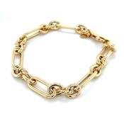 9ct Yellow Gold Plain &amp; Twisted Link Bracelet