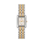 Michael Kors Essex Two Tone Square Watch with White Dial and Golden Digits image
