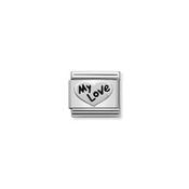 COMPOSABLE CLASSIC OXIDISED SYMBOLS in steel ad 925 sterling silver Heart My Love image