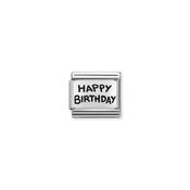 Composable Classic PLATES OXIDIZED steel and 925 sterling silver HAPPY BIRTHDAY