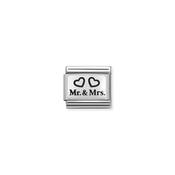 Composable Classic OXYDISED PLATES 2 in steel and 925 sterling silver MR and MRS