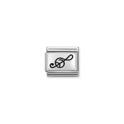 Composable Classic OXYDISED PLATES 2 in steel and 925 sterling silver Treble Clef