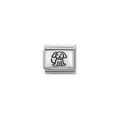 Composable Classic OXYDISED PLATES 2 in steel and 925 sterling silver Family Dog