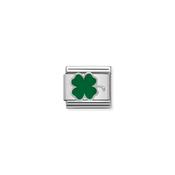 Composable Classic SYMBOLS in stainless steel , enamel and 925 sterling silver Green Clover