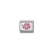 Composable Classic SYMBOLS in stainless steel , enamel and 925 sterling silver Hibiscus Pink image