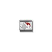 COMPOSABLE Classic SYMBOLS stainless steel, enamel and 925 sterling silver Heart with Christmas Hat