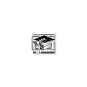 Composable Classic SYMBOLS in stainless steel , enamel and 925 sterling silver Black Graduation Hat