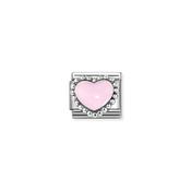 Composable Classic SYMBOLS in stainless steel , enamel and 925 sterling silver Pastel Pink Raised Heart