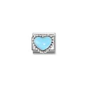 Composable Classic SYMBOLS in stainless steel , enamel and 925 sterling silver Blue raised Heart