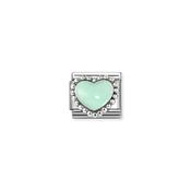 Composable Classic SYMBOLS in stainless steel , enamel and 925 sterling silver Pastel Green Raised Heart