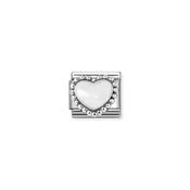Composable Classic SYMBOLS in stainless steel , enamel and 925 sterling silver White Raised Heart