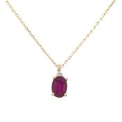 9ct Yellow Gold Earth Grown Oval Ruby &amp; Diamond Pendant