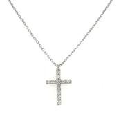 9ct White Gold Diamond Cross Pendant
