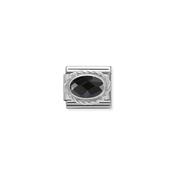 Composable Classic FACETED CZ in Stainless Steel with 925 Sterling Silver Setting and Detail Black