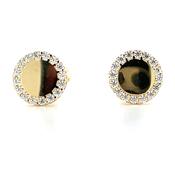 9ct Yellow Gold Flat Circle with Cz Surround Earrrings image