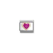 CHARM, COMPOSABLE LINK, HEART, FUCHSIA GLITTER image