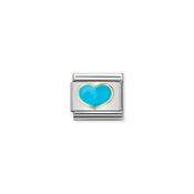 CHARM, COMPOSABLE LINK, GOLD WITH TURQUOISE HEART image