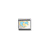CHARM, COMPOSABLE LINK, BLUE HEART-GOLD HEART image
