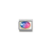 CHARM, COMPOSABLE LINK, 2-TONE STONE, BLUE-FUCHSIA image