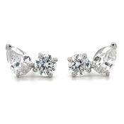 9ct White Gold Toi Et Moi Cz Earrings image