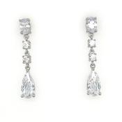 Sterling Silver Mixed Stone Cz Drop Earrings image