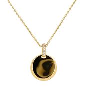 Golden Round Cz Bail Disc Necklace
