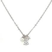 9ct White Gold Multi Cz &amp; Pearl Pendant image