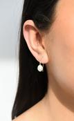 9ct Yellow Gold Pearl Drop Earrings with Petite Bezel Set Cubic Zirconia.