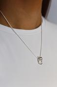 Sterling Silver Double Drop Intertwined Rings Necklace image