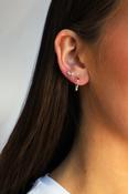 CZ &amp; Side Square Gold Butterfly Back Hoops image