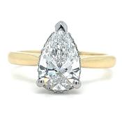 Elvira - 18ct Yellow Gold 1.65ct Laboratory Grown Pear Solitaire Diamond Engagement Ring with Hidden Halo