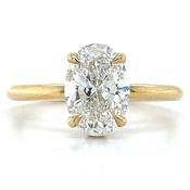 Anastasia - 18ct Yellow Gold 1.59ct Oval Laboratory Grown Diamond Solitaire With Hidden Rubover Diamonds
