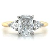 Caoilinn - 18ct Yellow Gold Laboratory Grown 3.03ct Elongated Cushion Cut Diamond Engagement Ring With Pear Side Stones image