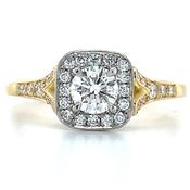 Loretta - 18ct Yellow Gold Round Cut Halo Earth Grown Diamond Engagement Ring