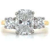 Vanessa - 18ct Yellow Gold Laboratory Grown 2.65ct Elongated Cushion Cut Diamond Engagement Ring With Round Side Stones image