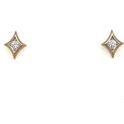 9ct Yellow Gold North Star and Round Cz Earrings image
