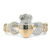 Vintage 9ct Two Tone Gold Ladies Claddagh Ring image