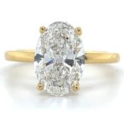 Millie - 18ct Yellow Gold 3.19ct Laboratory Grown Oval Solitaire Engagement Ring With Hidden Halo image