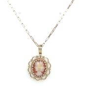 Vintage 9ct Yellow Gold Venetian Chain &amp; Ornate Pendant Necklace image