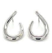 9ct White Gold Plain Curve Stud Earrings