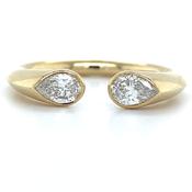 9ct Yellow Gold Bezel Set Pear 0.41ct Laboratory Grown Diamond Open Ring image