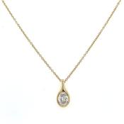 9ct Yellow Gold Bezel Set Laboratory Grown 0.31ct Diamond Teardrop Pendant Necklace