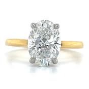 Joy - 18ct Yellow Gold Laboratory Grown 2.00ct Oval Solitaire Diamond Engagement Ring With Hidden Halo