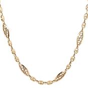 Vintage 9ct Yellow Gold Ornate &amp; Anchor Link Long Necklace