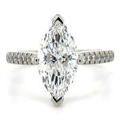 Autumn - Platinum 2.21ct Laboratory Grown Marquise Diamond Solitaire Engagement Ring With Castle Set Shoulders
