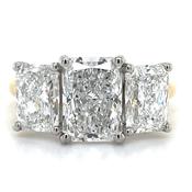 Croía - 18ct Yellow Gold 4.16ct Radiant Cut Laboratory Grown Diamond Three Stone Engagement Ring